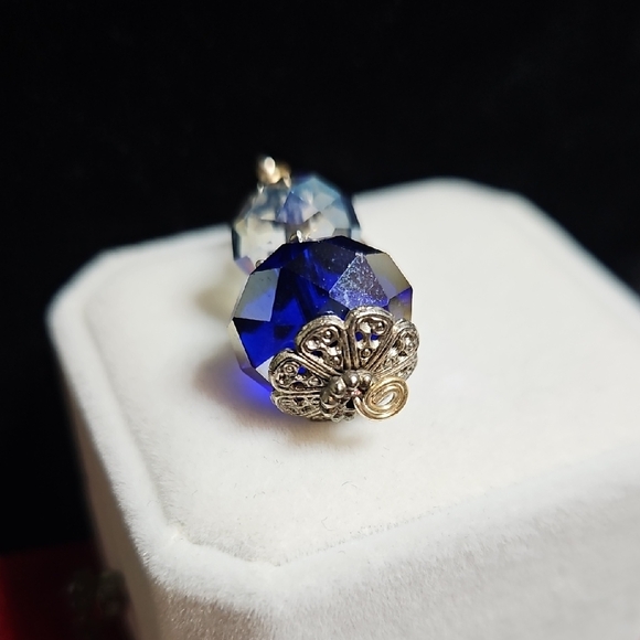 Dazzling Silver and Blue Drop Earrings - Picture 6 of 16